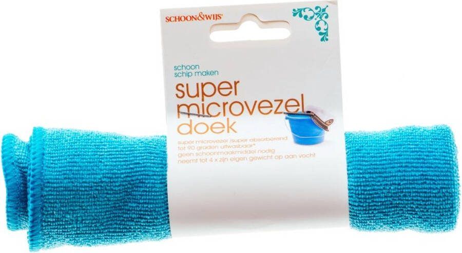Schoon en Wijs Microvezeldoek 35 x 35 CM Blauw Super Absorberend Streeploos Reinigen Geen schoonmaakmiddel nodig Micro Vezeldoek Schoonmaak doek