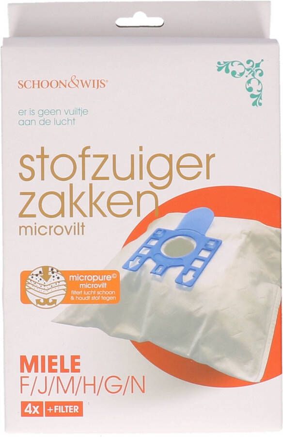 Schoon&wijs Stofzuigerzakken 4 stuks voor Miele stofzuiger Stofzuigerzak Microvilt Zak voor stofzuiger