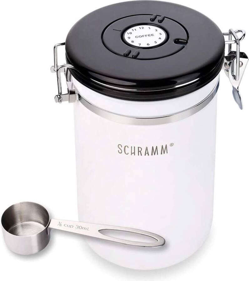 Schramm Koffieblik 1800 ml in 10 kleuren met maatlepel hoogte: 19cm koffieblik RVS mat wit