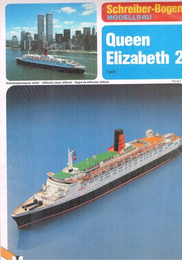 Schrieber-Bogen bouwplaat schaalmodel in karton : Schepen :Queen Elizabeth 2 schaal 1:400