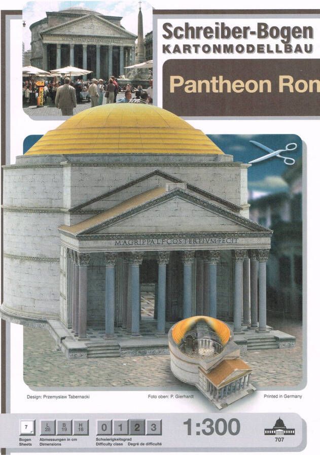 Schrieber-Bogen bouwplaat modelbouw Gebouwen : Pantheon Rome schaal 1:300