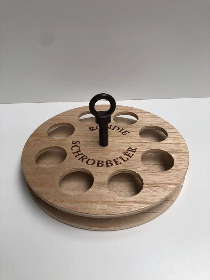 Schrobbeler Schrobbelèr Rondje dienblad hout schrobbelaar 8 vakjes voor shotglas of borrelglas