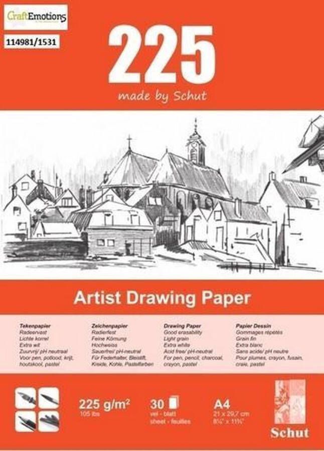 Schut Artist Drawing Paper 225 gram A4 Blok Van 30 Vellen Professioneel Tekenpapier Zuurvrij Tekenpapier Voor Potlood Houtskool Pastel Krijt En Pen