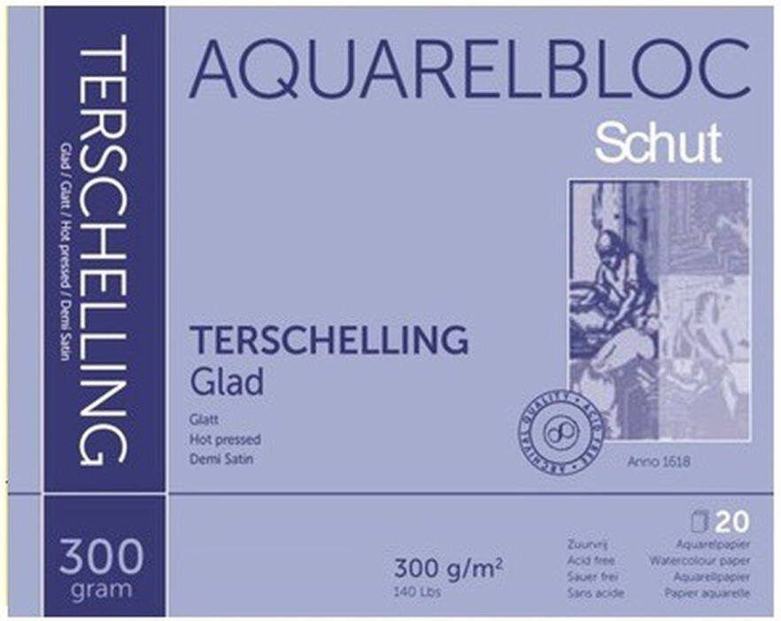 Schut Terschelling Aquarelblok Glad 18x24cm 300 gram 20 Vellen Tekenblok Voor Aquarel Schilderen