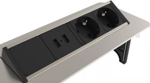 Schütte SCHÜTTE E2 Pop-up Inbouw Stekkerdoos met 2 Stopcontacten en 2 USB-A Laadpunten