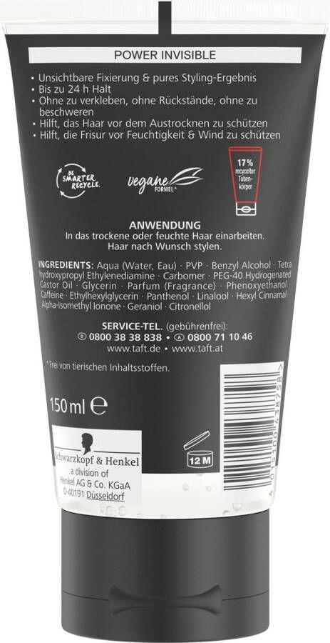 Schwarzkopf 3 Wetter taft Stylinggel POWER INVISIBLE 150 ml