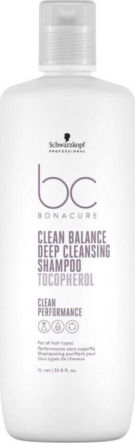 Schwarzkopf Bonacure Clean Balance Deep Cleansing Shampoo 1000ml Normale shampoo vrouwen Voor Alle haartypes