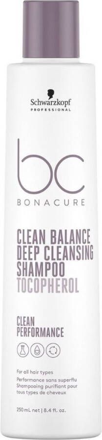 Schwarzkopf Bonacure Clean Balance Deep Cleansing Shampoo 250ml Normale shampoo vrouwen Voor Alle haartypes