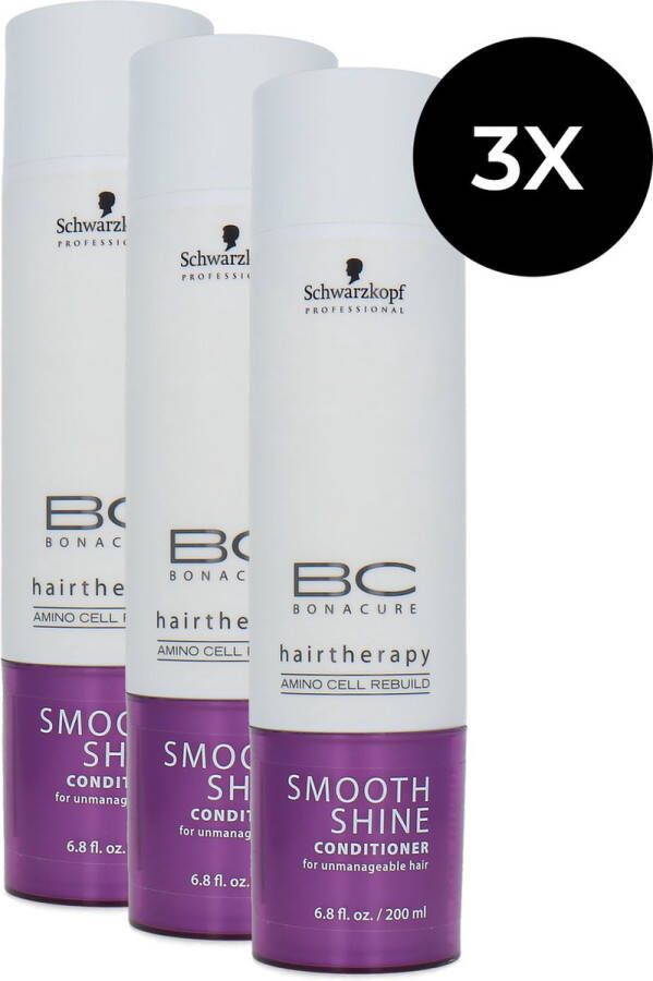 Schwarzkopf Bonacure Hairtherapy Smooth Shine Conditioner 3 x 200 ml