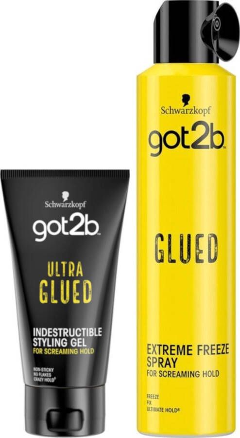 Schwarzkopf [Combo] got2b Glued Extreme Freeze Haarspray & Got2B ultra glued ook voor pruiken