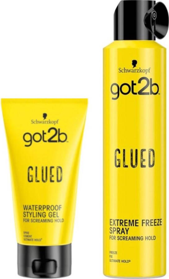 Schwarzkopf [Combo] got2b glued waterproof gel & got2B GLUED EXTREME FREEZE HAARSPRAY ook voor pruiken
