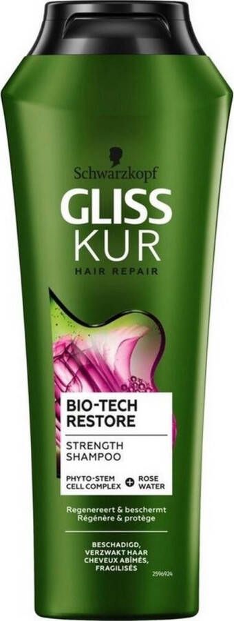 Schwarzkopf Gliss Kur Bio-Tech Restore Shampoo 300 ml Versterkende & regenererende shampoo Voor beschadigd en verzwakt haar