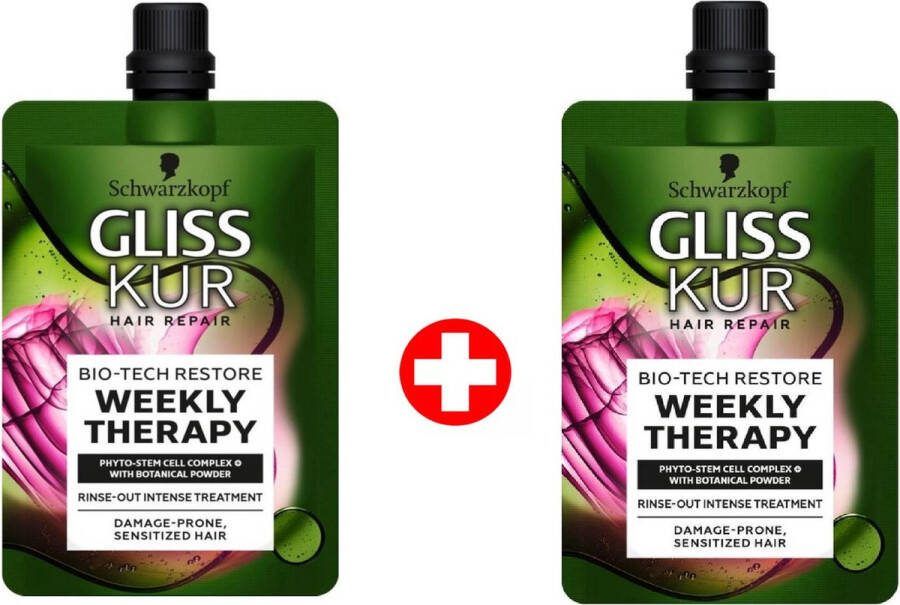 Schwarzkopf Gliss Kur Bio-Tech Weekly Therapy Haarmasker 2 x 50 ml