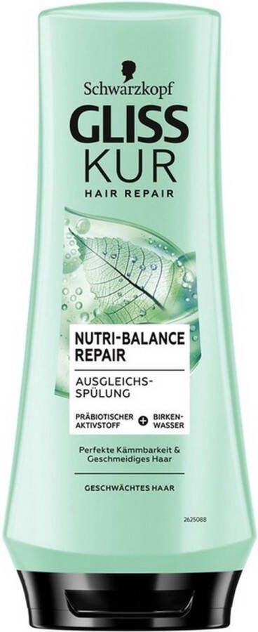 Schwarzkopf Gliss Kur Nutri-Balance Repair Conditioner 250 ml Milde conditioner voor zwak haar en droge hoofdhuid