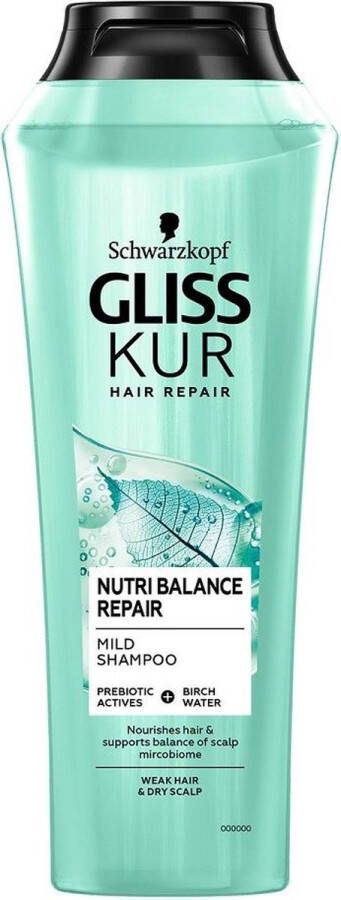 Schwarzkopf Gliss Kur Nutri-Balance Repair Shampoo 300 ml Milde shampoo voor zwak haar en droge hoofdhuid