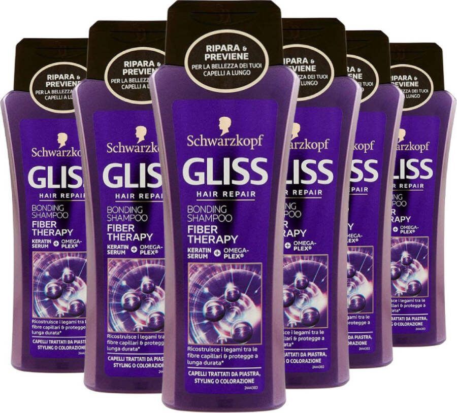 Schwarzkopf Gliss Shampoo Fibre Therapy Behandeld Haar 6 x 250ml
