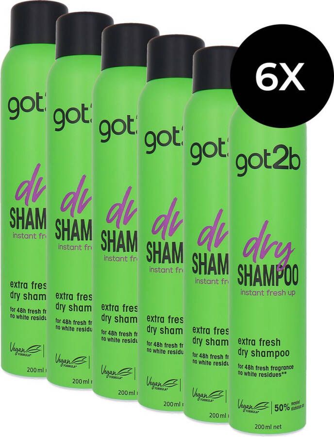 Schwarzkopf Got2b Dry Shampoo Extra Fresh 6 x 200 ml
