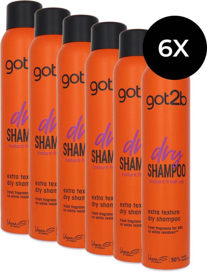 Schwarzkopf Got2b Dry Shampoo Extra Texture 6 x 200 ml