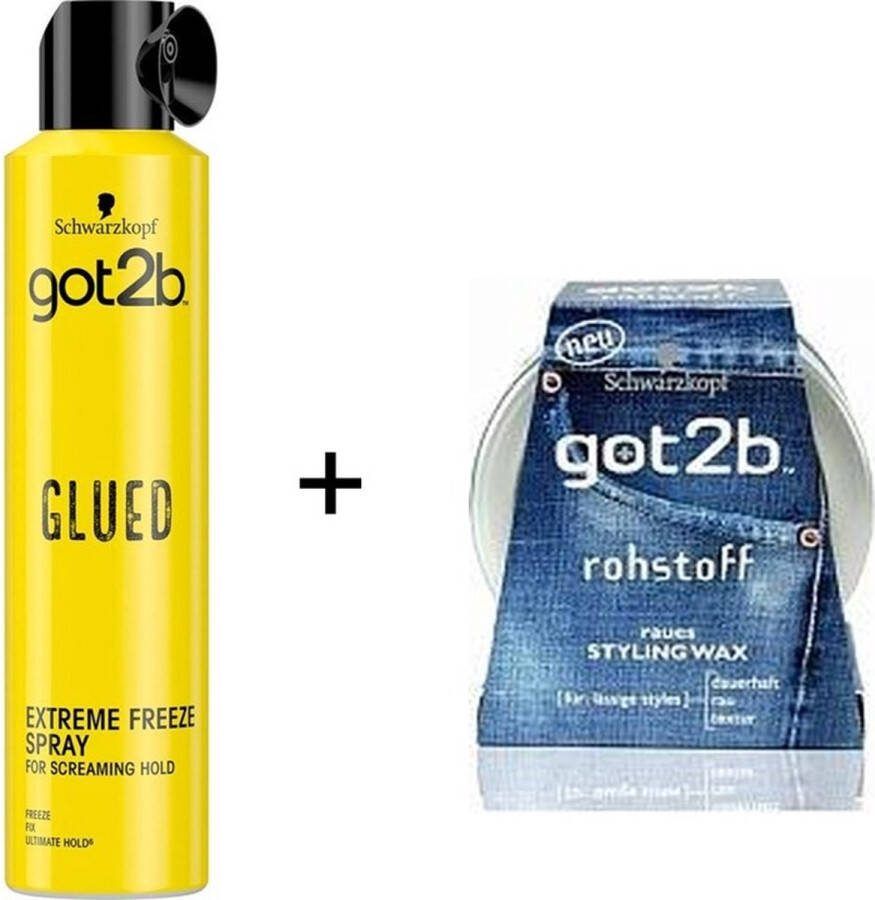 Schwarzkopf Got2b Glued Haarspray 300 ml + Got2b Wax 75 ml