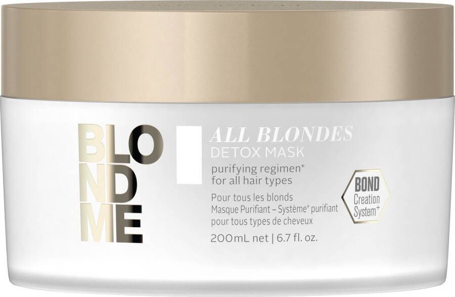 Schwarzkopf BlondMe All Blondes Detox Mask 200ml Haarmasker droog haar Haarmasker beschadigd haar