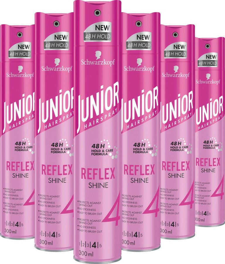 Schwarzkopf Junior Hairspray Ultra Reflex Shine Haarlak Haarstyling Voordeelverpakking 6 x 300 ml