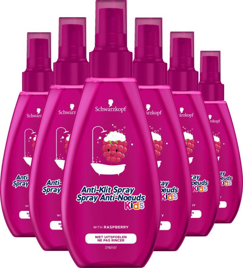 Schwarzkopf Kids Girls Anti-Klit Spray Haarverzorging 6 x150 ml Voordeelverpakking