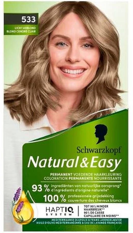 Schwarzkopf Natural & Easy 533 Intens Asblond Haarverf 3 Stuks