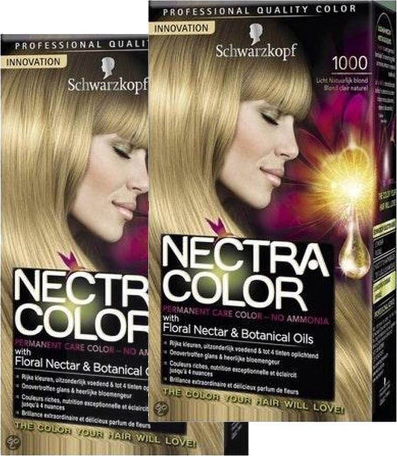 Schwarzkopf Nectra Color 1000 Licht Natuurlijk Blond Haarverf -DUO pak