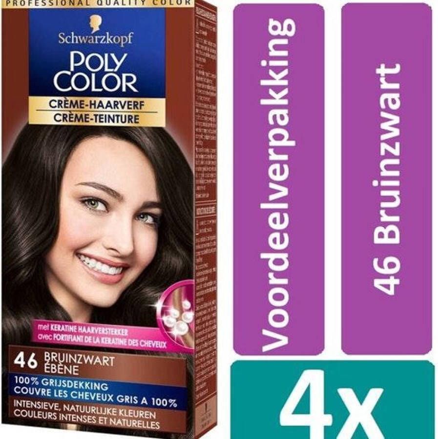 Schwarzkopf Poly Color Haarverf 46 Bruinzwart 4 stuks Voordeelverpakking