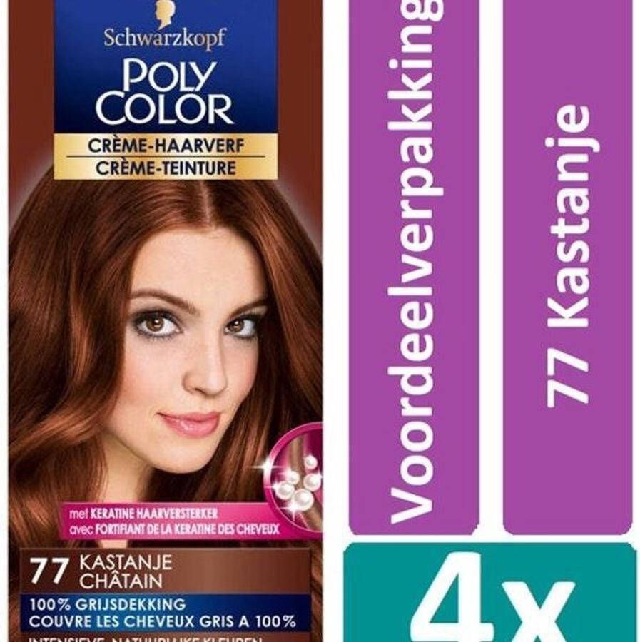 Schwarzkopf Poly Color Haarverf 77 Kastanje 4 stuks Voordeelverpakking