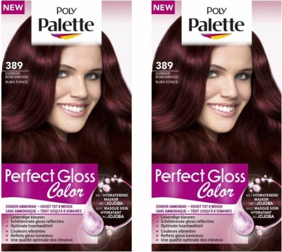 Schwarzkopf Poly Palette Perfect Gloss 389 Robyn Haarverf 2 Stuks Voordeelverpakking