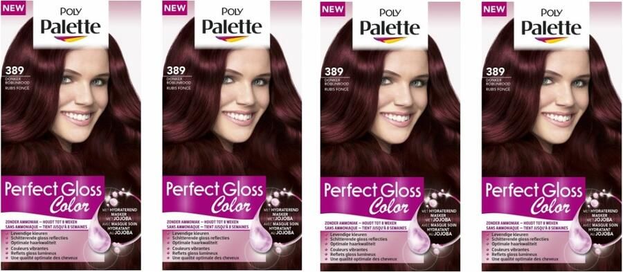 Schwarzkopf Poly Palette Poly Palette Perfect Gloss 389 Robyn Haarverf 4 stuks Voordeelverpakking