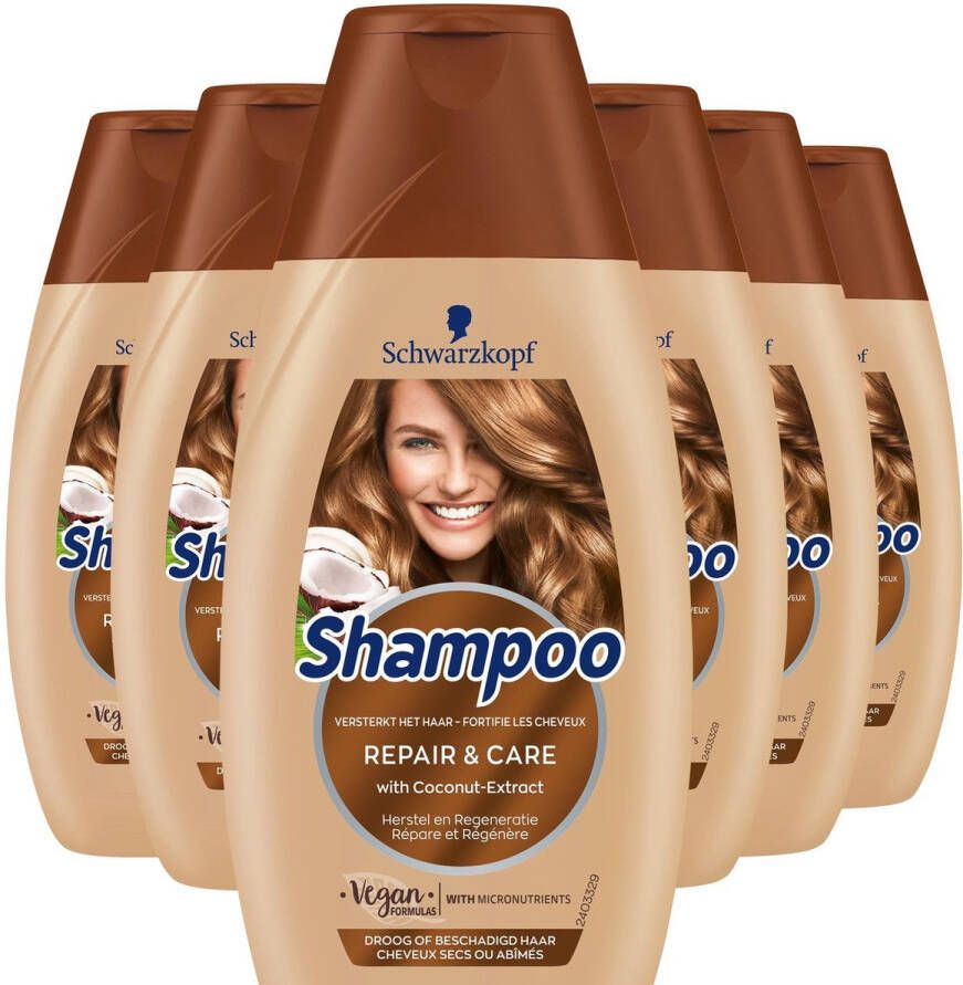 Schwarzkopf Repair & Care shampoo 6x 250ml Voordeelverpakking