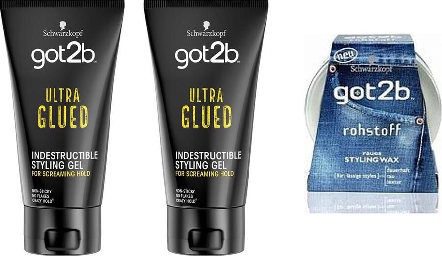 Schwarzkopf Got2b Ultra Glued Gel 2 x 150 ml + Got2b Wax