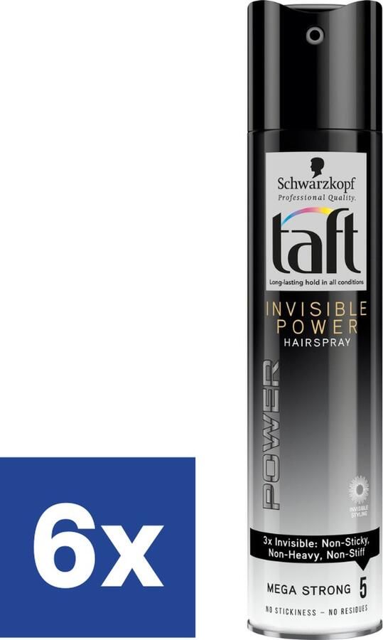 Schwarzkopf Taft Haarspray Invisible Power Mega Strong 6 x 250 ml