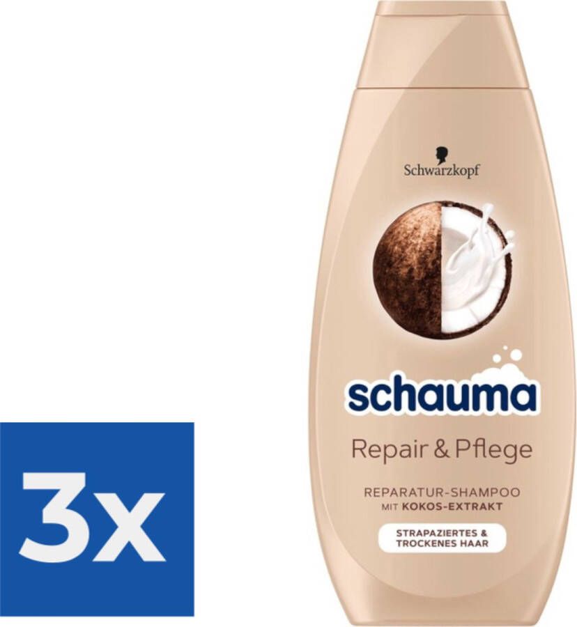 Schwarzkopf Shampoo 400ml Repair & Care Voordeelverpakking 3 stuks