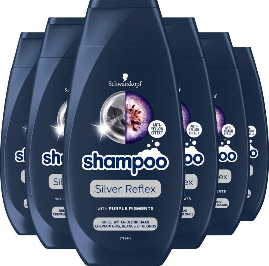 Schwarzkopf Shampoo Silver Reflex Voor Blond Grijs & Wit haar 6x 250ml Grootverpakking