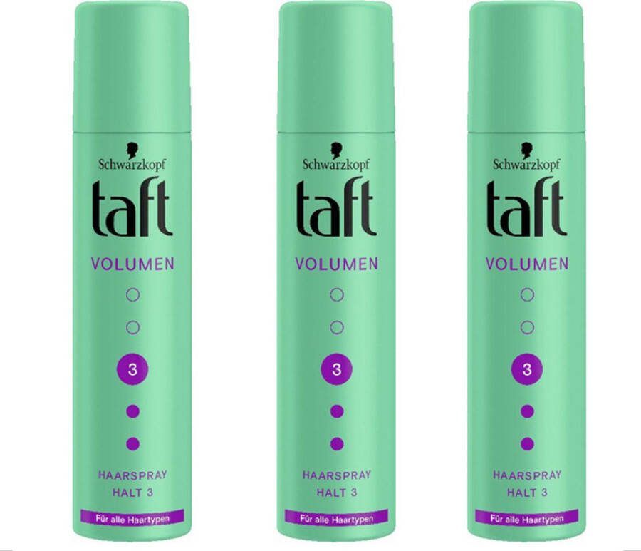 Schwarzkopf Taft 3 x 75ml Haarspray Volume hold 3 haarlak voor alle haartypen reisformaat