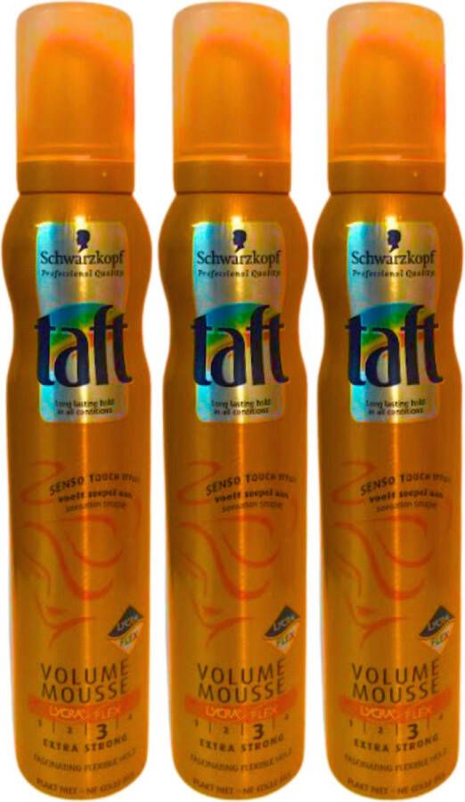 Schwarzkopf Taft Volume Haarmousse Extra Strong Level 3 Mousse 3 x 200ml