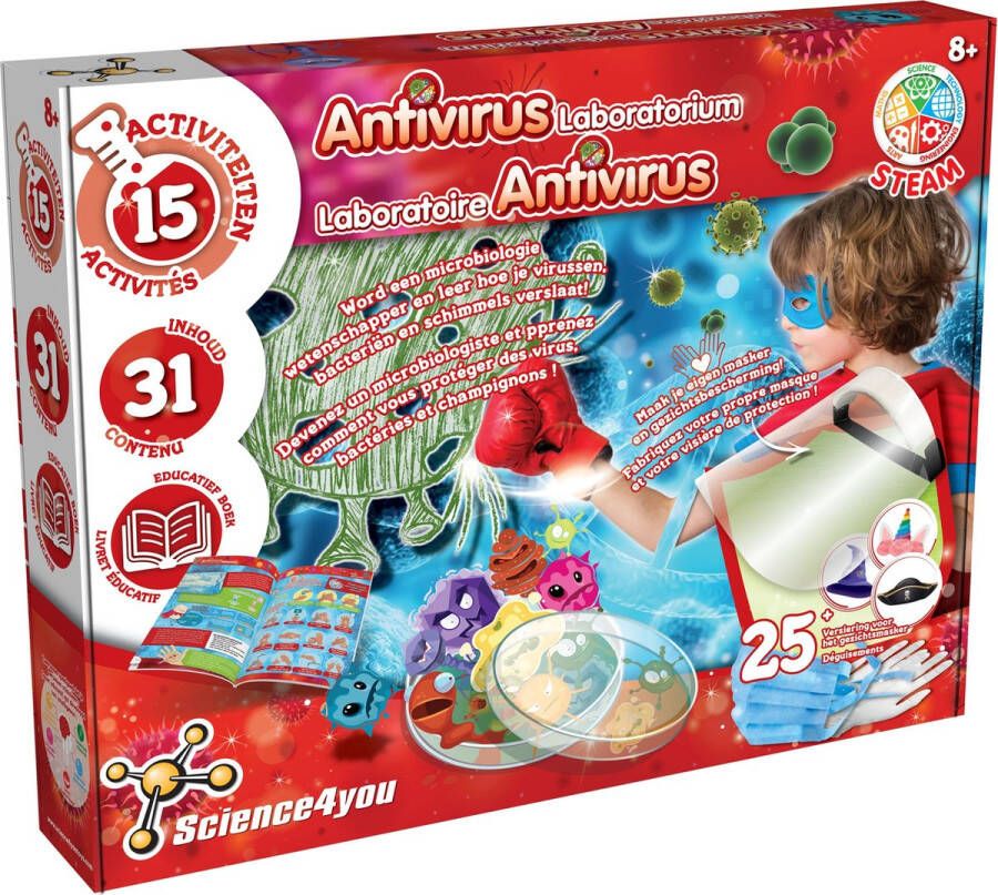 Science 4 You Science4you Anti Virus Laboratorium Experimenteerdoos 15 Experimenten STEM Speelgoed