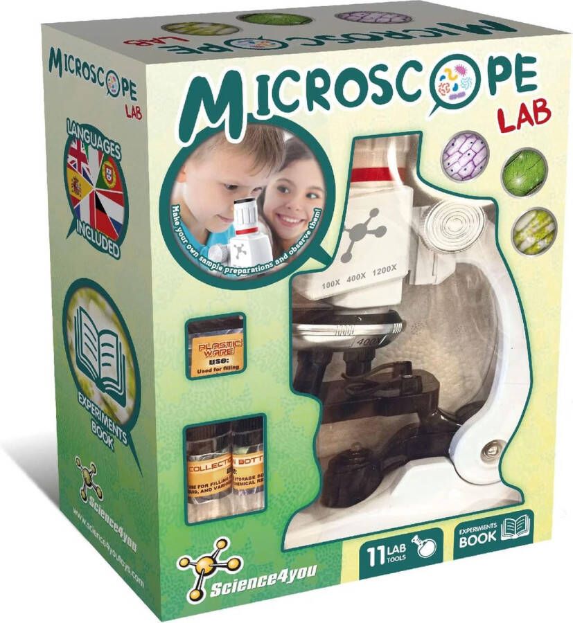 Science 4 You Science4you Microscope Lab Microscoop voor Kinderen Compleet met Experimenten & 11 Lab Tools