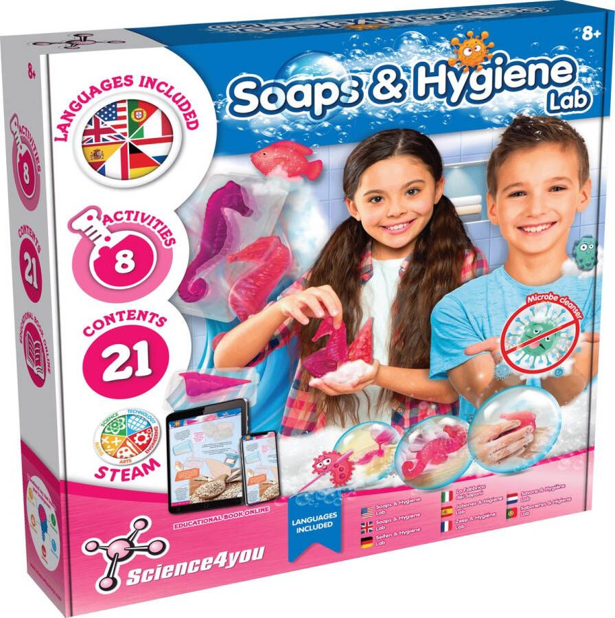 Science 4 You Science4you Soap & Hygiene Lab Experimenteerset Zeeplaboratorium voor Kinderen Maak Zeepjes en voer Wetenschappelijke Experimenten uit Educatieve Wetenschapsset 8+ jaar