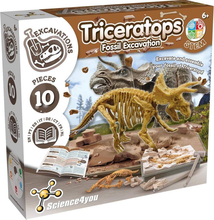 Science 4 You Science4you Triceratops Opgravingsset Experimenteerdoos Archeologie & Paleontologie Dinosaurus Opgraafkit Dino Speelgoed