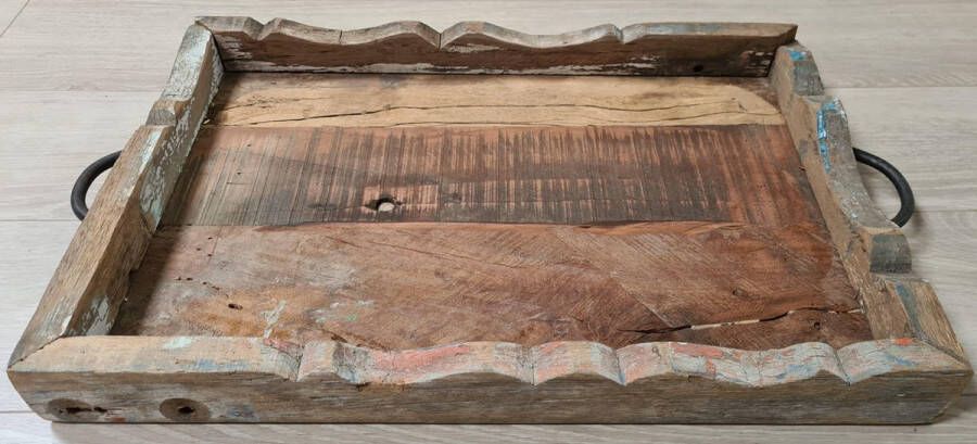 Scissor Mountains dienblad industrieel oud hout rechthoek handvatten
