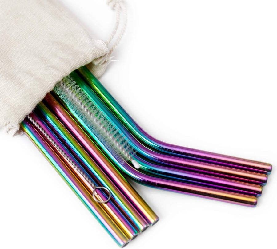 Scoby RVS rietjes Set van 12 herbruikbare rietjes 6 recht 6 gebogen Duurzaam en stijlvol 21 cm Multicolour