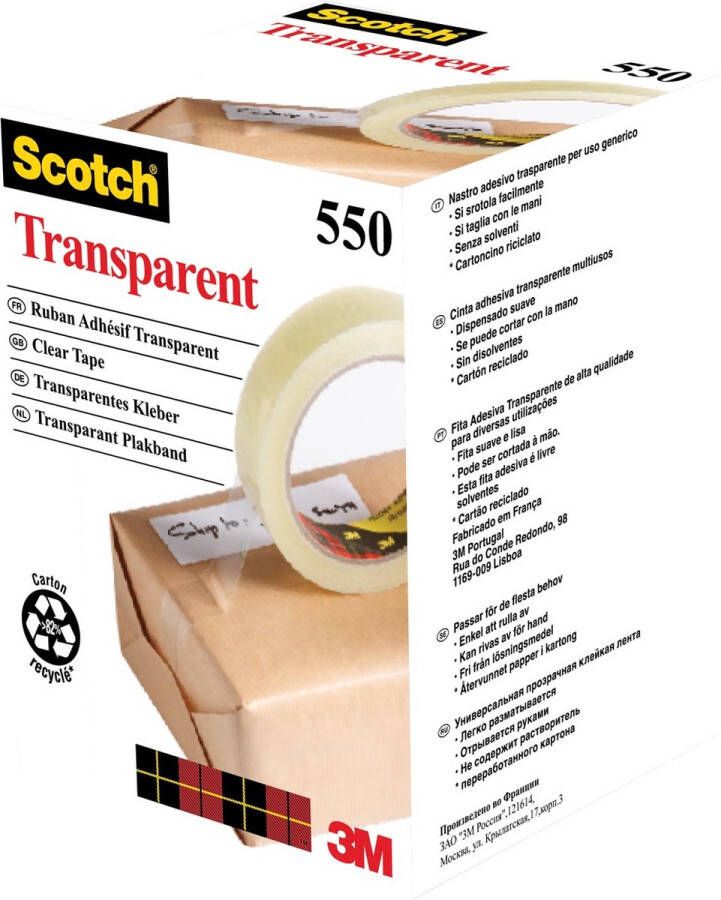 Scotch Plakband 550 19mmx66m transparant 8 stuks
