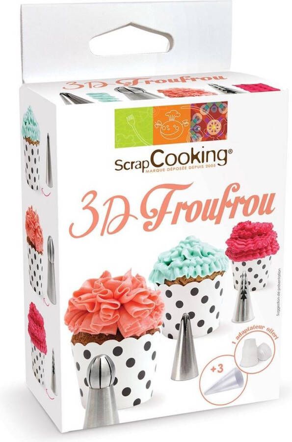 ScrapCooking Spuitmondjes Spuitzakken 3D Froufrou Decoratie Set 6