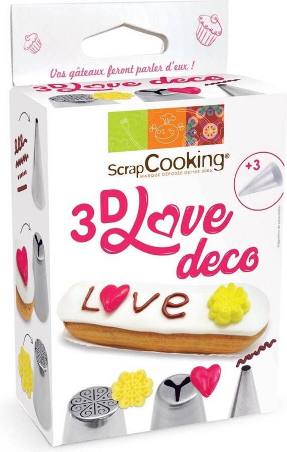 ScrapCooking Spuitmondjes Spuitzakken 3D Liefde Decoratie Set 6