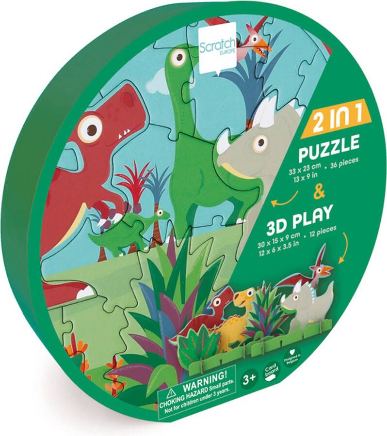Scratch 3D puzzel (2-in-1) dinosaurussen