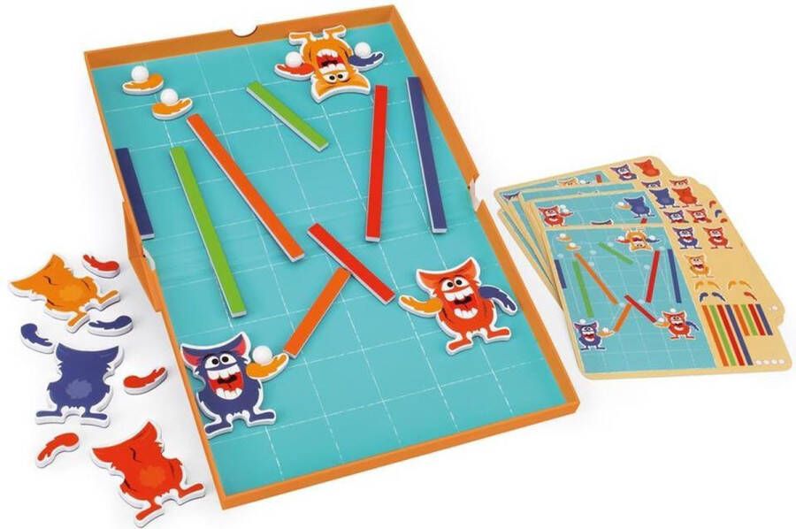 Scratch Europe Scratch EduLogic: MAGNETIC MONSTER TRACKS 25.5x23x2cm (gesloten) 25.5x38x2cm (open) met 20 uitdagingen en 2 niveaus 5 knikkers inbegrepen 5+